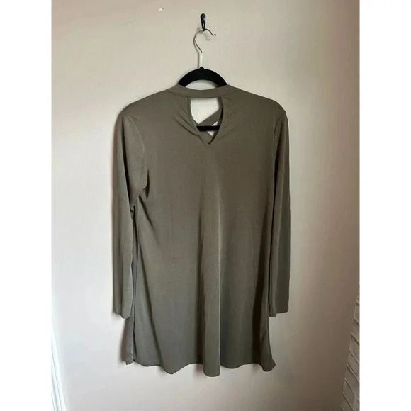 Altar'd State Sage Army Green Criss-Cross Neck Shift Swing Long Sleeve Dress - Picture 5 of 9